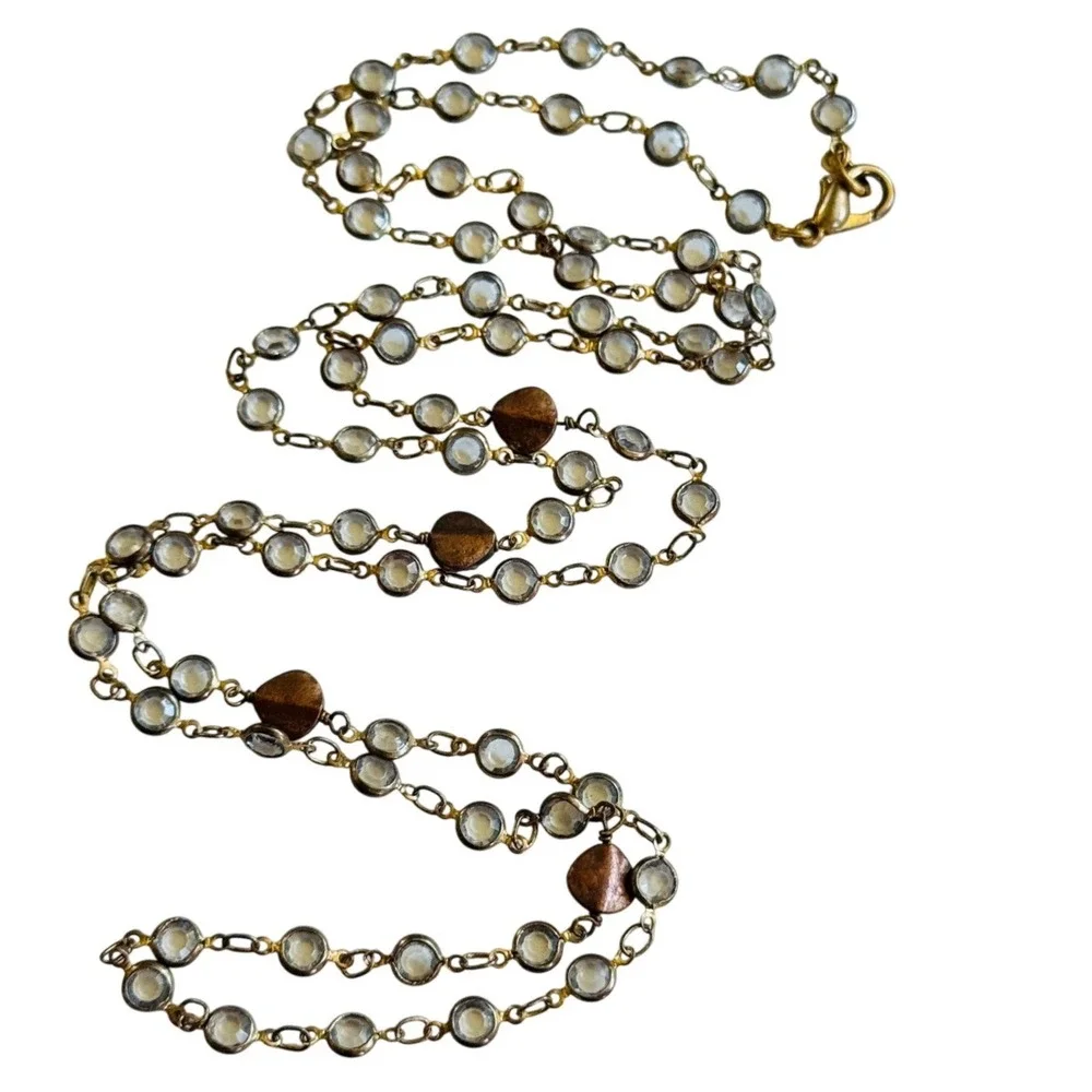VTG Regal Open Bezel Austrian Crystal Necklace dainty light blue rare high‎ end